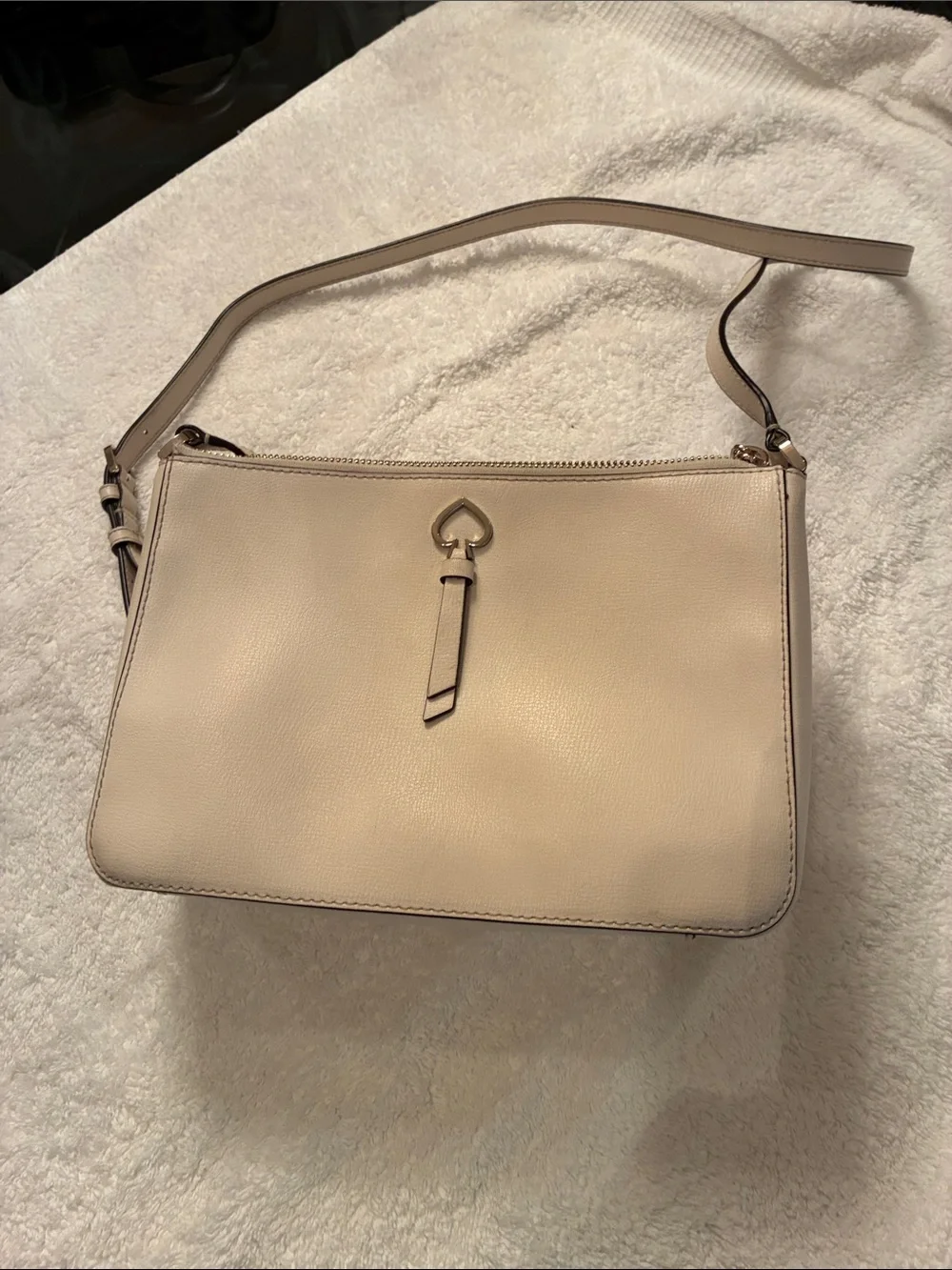 Structured Cream Crossbody Bag with Gold Accent
